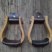 Houten western stijgbeugels met leder NIEUW