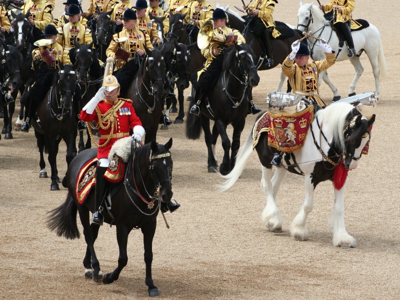 Bestand:Trooping the colour Mounted bands.jpg